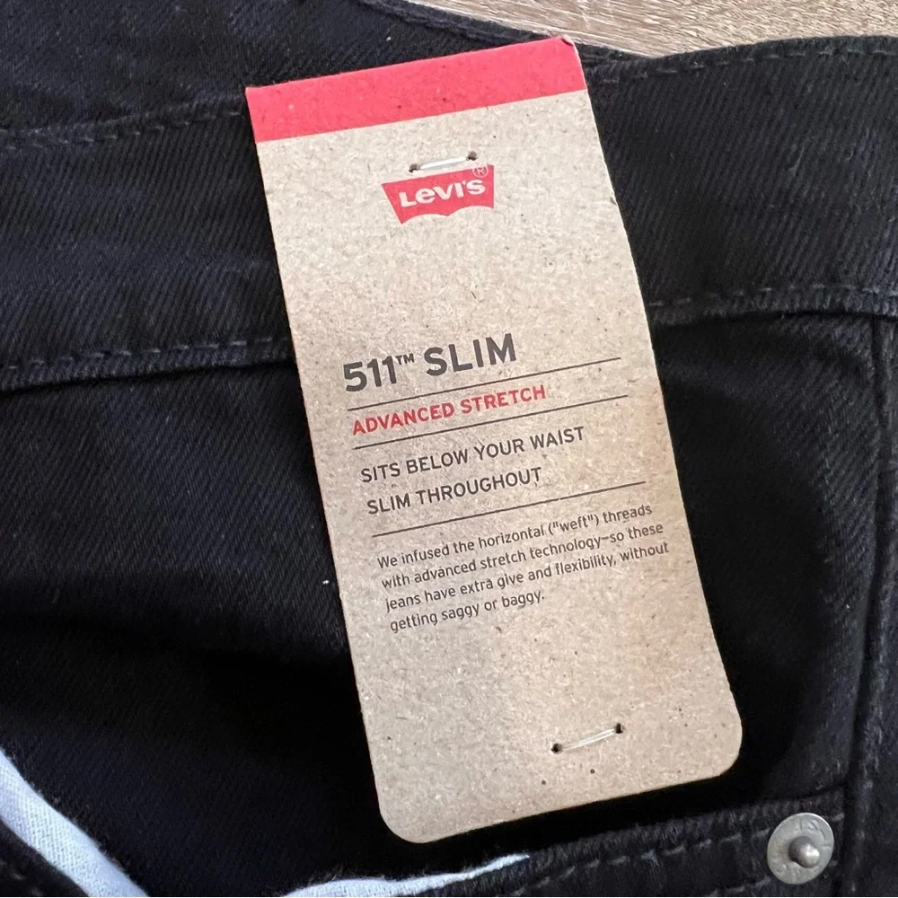 LEVI'S 511 Slim Advaned Stretch Mens Black Jeans NWT